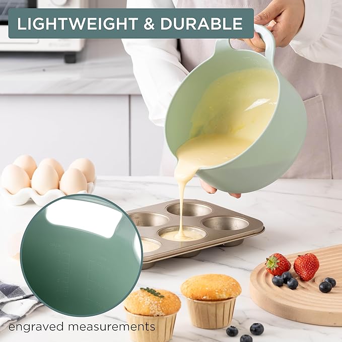 COOK WITH COLOR Nesting Plastic Mixing Bowl Set with Pour Spouts and Handles - Image 2