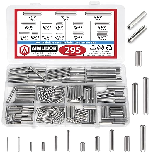 295-Piece Stainless Steel Roll Pin Assortment Kit by AIMUNOK