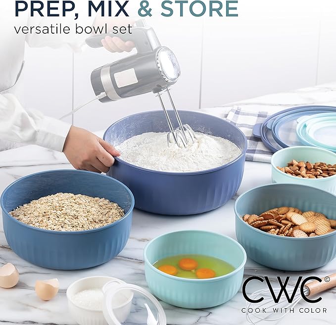 COOK WITH COLOR Prep Bowls with Lids- Wide and Deep Nesting Plastic Small - Image 6