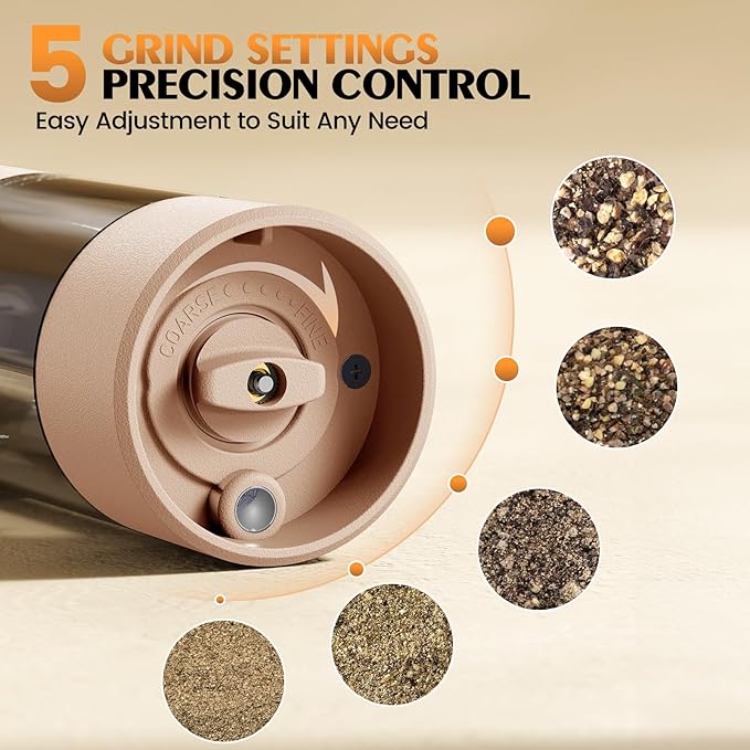Electric Salt and Pepper Grinder Set Automatic Battery Pepper Mill Shakers - Image 2