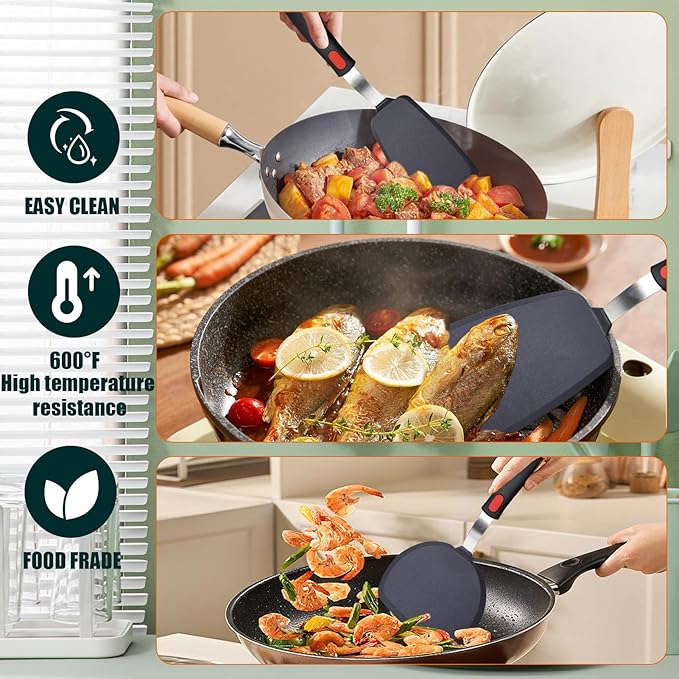 Silicone Spatula Turner Set, 600°F Heat Resistant Spatula - Image 3