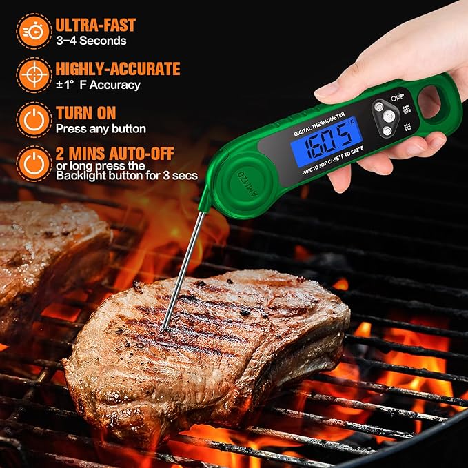 AMMZO Digital Meat Thermometer for Grilling, Candy Thermometer Instant Read - Image 2
