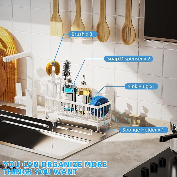 Moforoco Extra Large Kitchen Sink Caddy, Rustproof Sponge Holder - Image 7