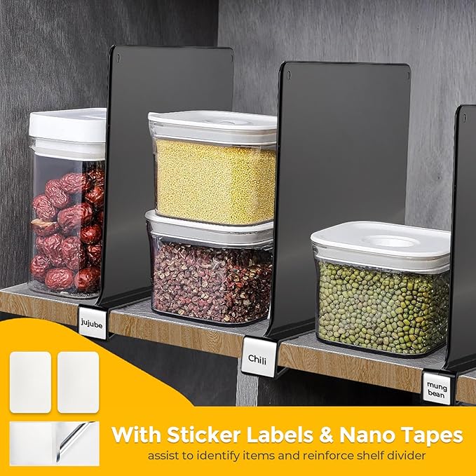JOY DECOR 2 Pack Acrylic Matte Black Shelf Dividers - Image 4