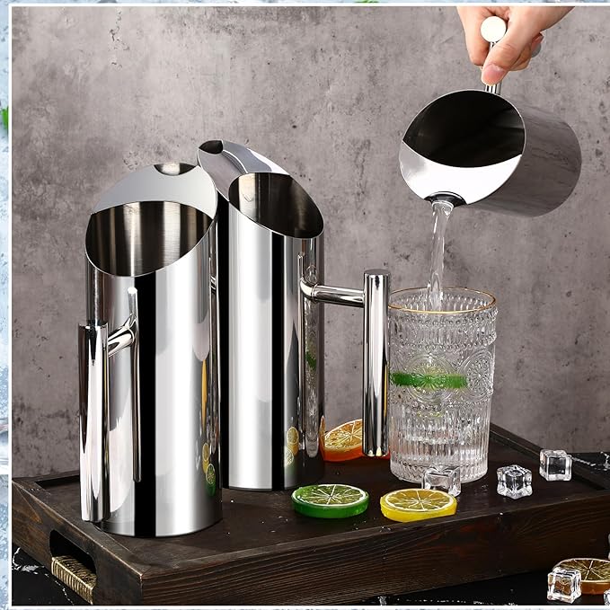 Funnymoom 3 Pack 35oz/1l Stainless Steel Water Pitcher Modern Metal Pitcher - Image 4
