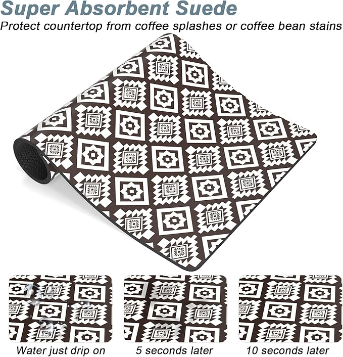 Rnivvi Coffee Mat, Hide Stain Rubber Backed Absorbent Dish Drying Pad - Image 3