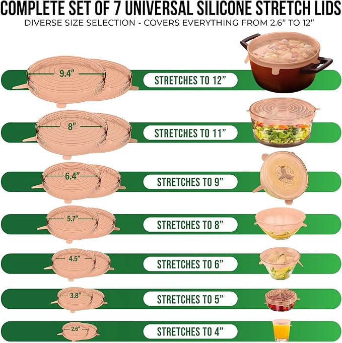 Reusable Silicone Stretch Lids for Food Storage in Fridge - Image 2
