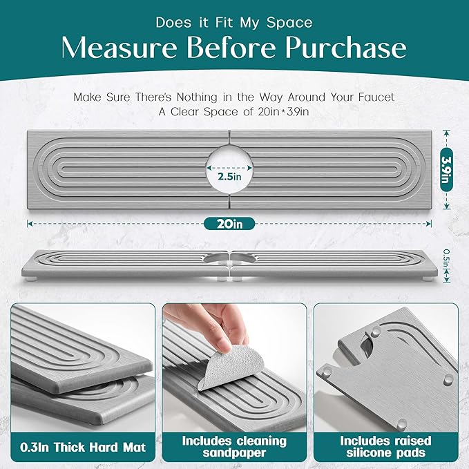 eormoe Faucet Mat for Kitchen Sink - Image 2