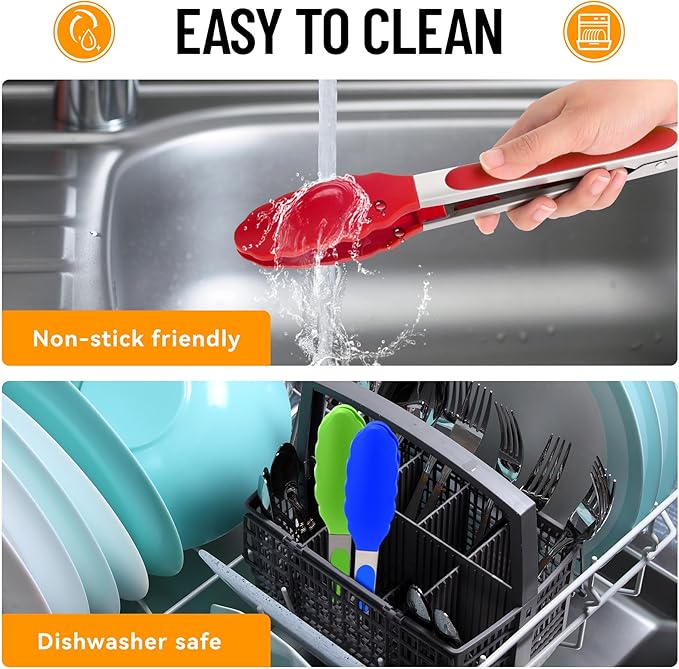 Hotec Silicone Kitchen Tongs for Cooking 9-Inch Serving Tongs - Image 7