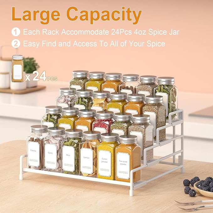 RUILALIFE 4-Tier-Spice-Rack-Organizer-for-Cabinet, Adjustable Depth Spice - Image 4