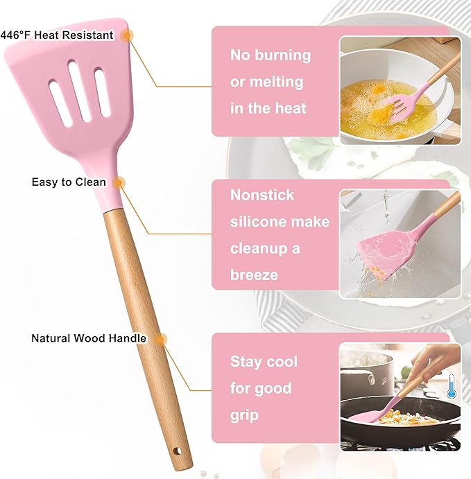 E-far Silicone Cooking Utensils Set, 5-Piece Kitchen Utensils Set - Image 3
