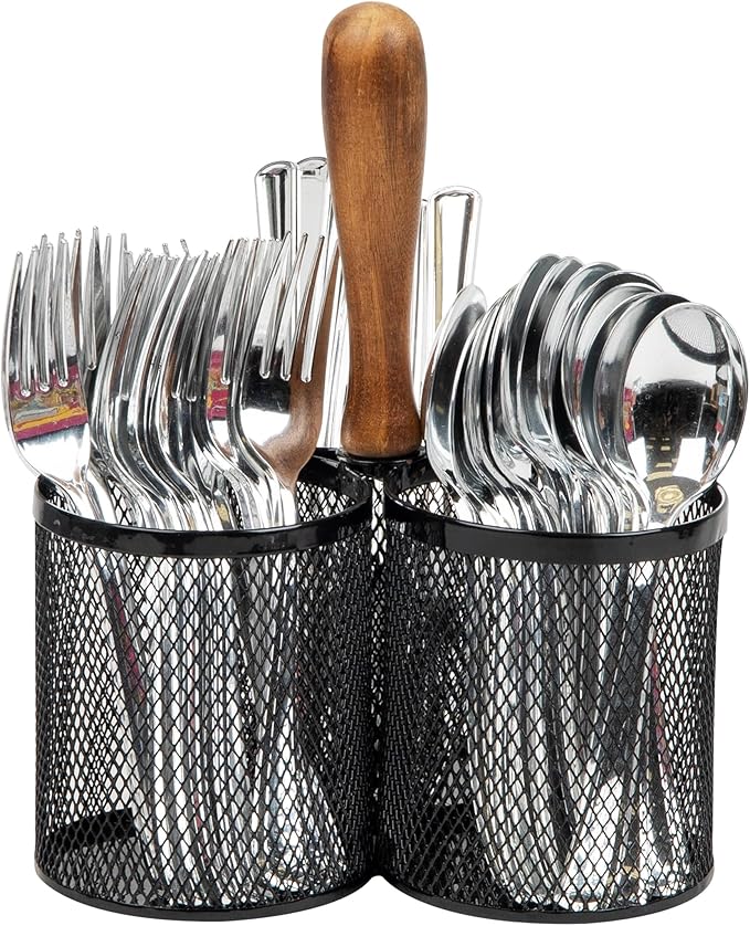 Mind Reader Utensil Holder, Cutlery Holder, Metal Mesh, 7.5"L x 7.5"W x 9.75"H by MindReader