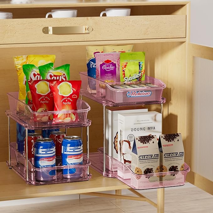 Delamu 2-Tier Under Sink Organizers and Storage, Pull Out Kitchen Pantry - Image 4