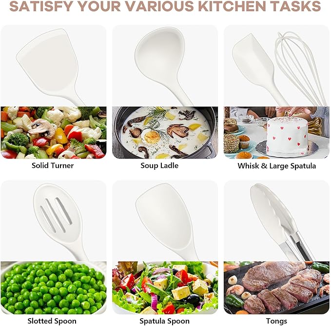 TeamFar Kitchen Cooking Utensils, 446°F Heat Resistant Kitchen Gadgets Tools - Image 6