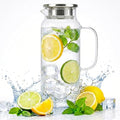 Glass Pitcher with Lid and Handle, 68oz 2 Liter Borosilicate Glass Water Pitcher by Unknown