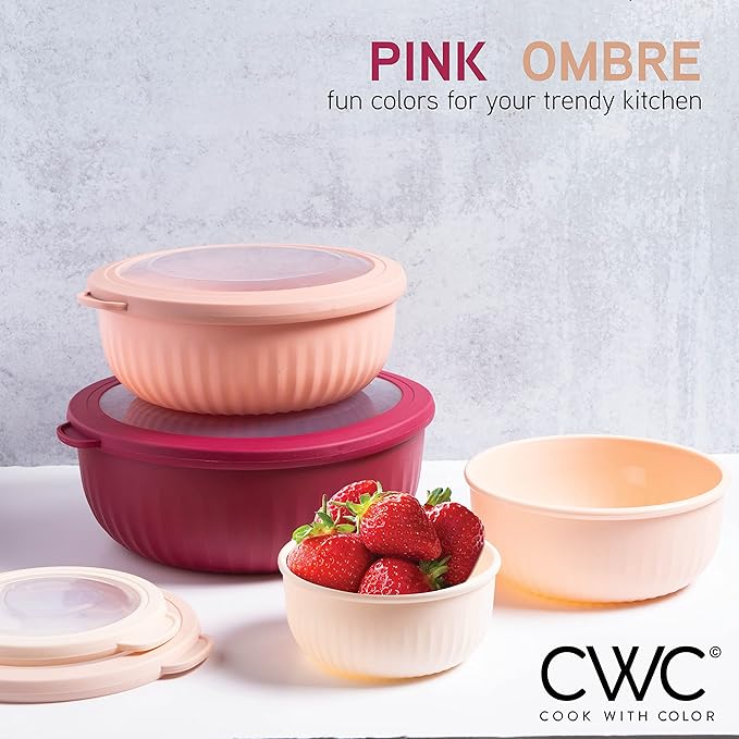 COOK WITH COLOR Prep Bowls with Lids- Wide and Deep Nesting Plastic Small - Image 3