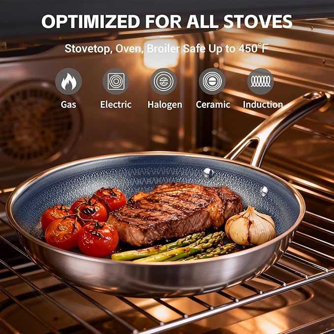 Ammeloo Hybrid Stainless Steel Cookware Set, 17-Piece Tri-Ply Pots and Pans Set - Image 5