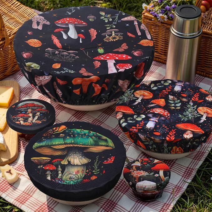 Patelai 10 Pcs Bowl Covers Reusable in 5 Size Stretch Cloth Fabric Elastic Food - Image 2