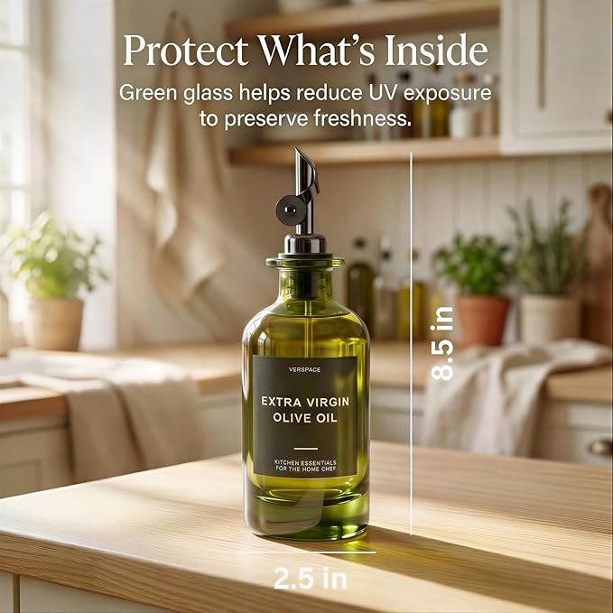 Verspace UV-Protected Green Glass Olive Oil Dispenser Bottles - Image 3