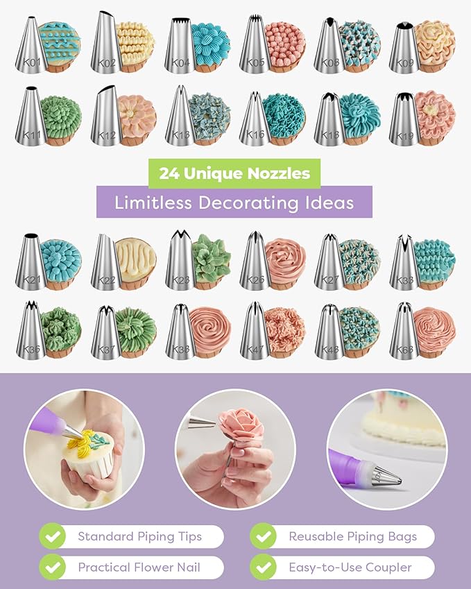 Kootek 32-Piece Piping Bags and Tips Set - Image 2