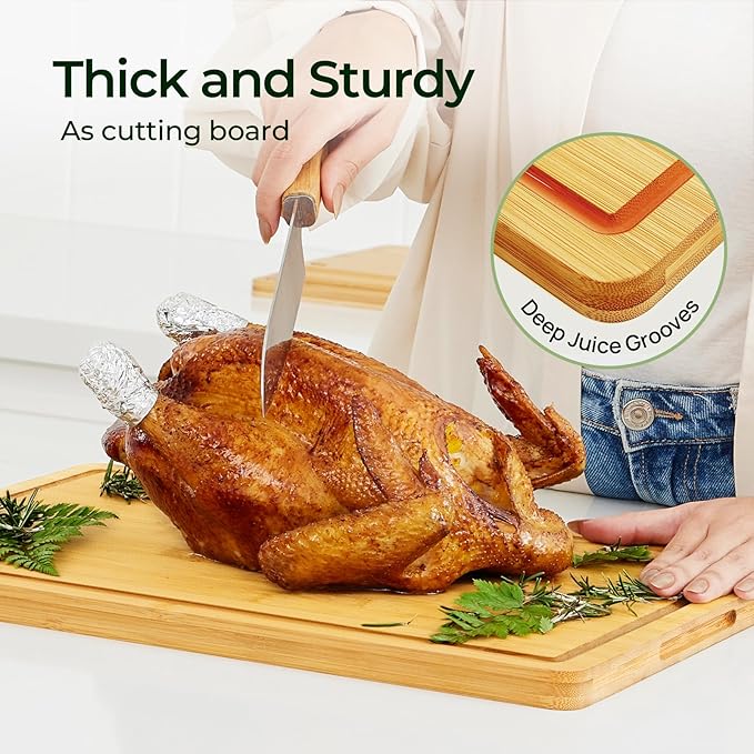 Keechee Kitchen Essentials Natural Bamboo Cutting Board XL - Image 7