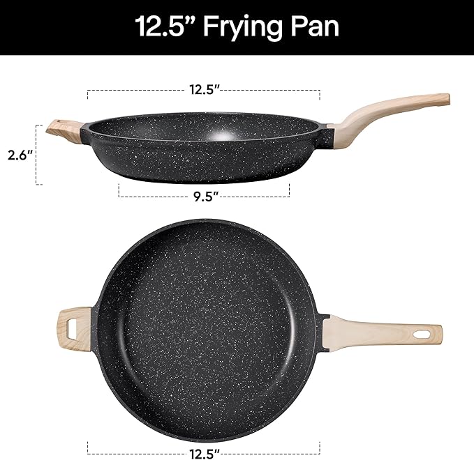 CAROTE 12.5 inch Nonstick Frying Pan Skillet, Non Stick Granite Fry Pan Egg Pan - Image 2