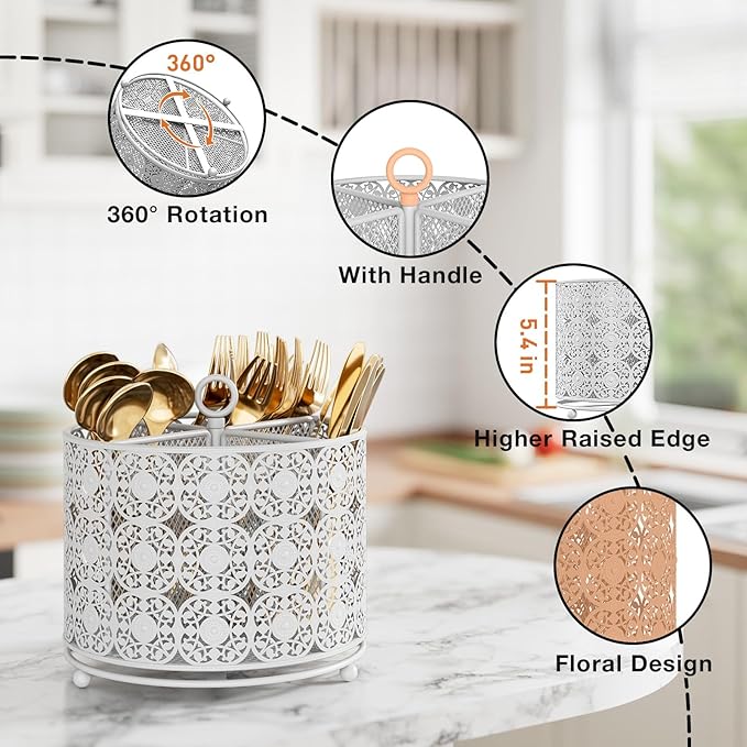 YIUKEA Rotating Utensil Caddy Holder - Image 4