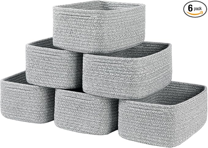 OIASKET 6 Pack Storage Baskets for Shelves, Small Baskets for Shelves, Cute by OIASKET