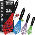 Walfos Whisk, Silicone Whisk Heat Resistant Kitchen Whisks Set of 4- by Walfos