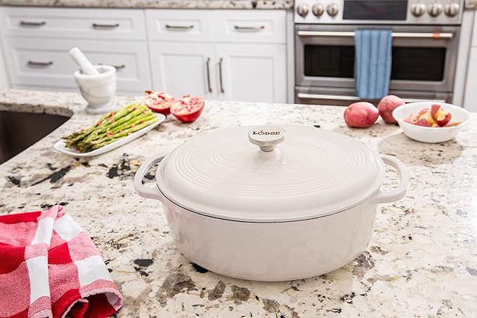 Lodge 7 Quart Enameled Cast Iron Oval Dutch Oven - Image 5