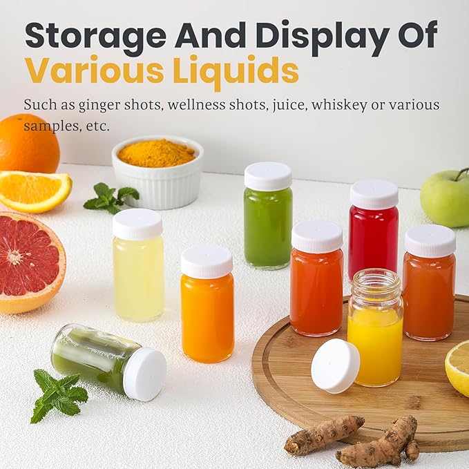 LANDNEOO 15 Pack 2 oz Glass Shot Bottles w/White Lids & 15 Labels - Image 6