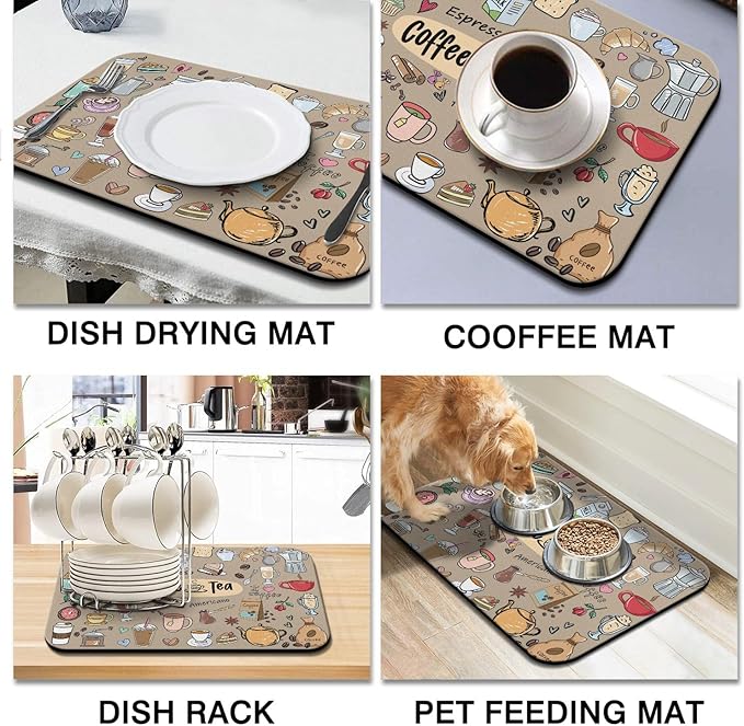 Coffee Bar Mat Accessories for Countertop Super Absorbent Anti-Slip Silicone - Image 2