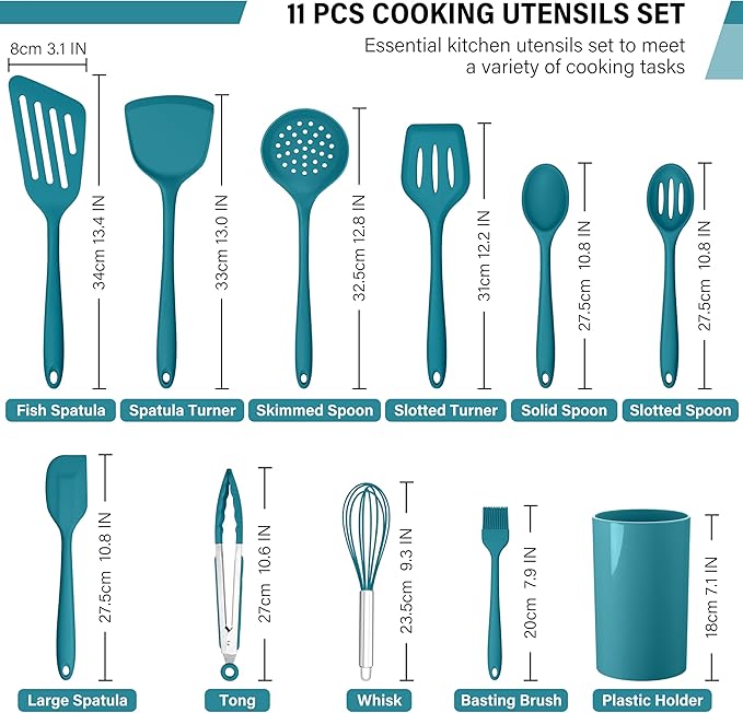 HaWare 11 PCS Silicone Cooking Utensils Set, Heat Resistant Kitchen Utensils - Image 2