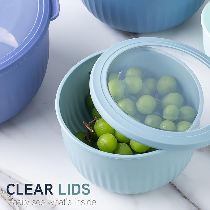 COOK WITH COLOR Prep Bowls with Lids- Wide and Deep Nesting Plastic Small - Image 3