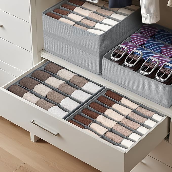Joyoldelf Sock Drawer Organizer Divider 4 Packs Underwear Organizer, 2 x 24 - Image 4