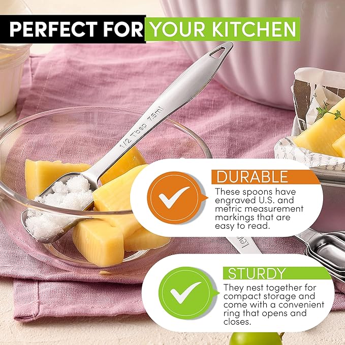 Spring Chef Stainless Steel Measuring Spoons Set of 6 - Image 4