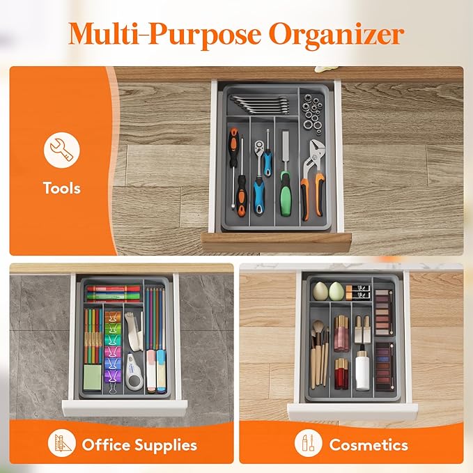 Lifewit Silverware Drawer Organizer Tray, Plastic Cutlery Storage - Image 8