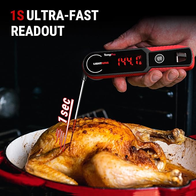 TempPro Lightning 1-Sec Instant Read Meat Thermometer, Kitchen Food Thermometer - Image 3