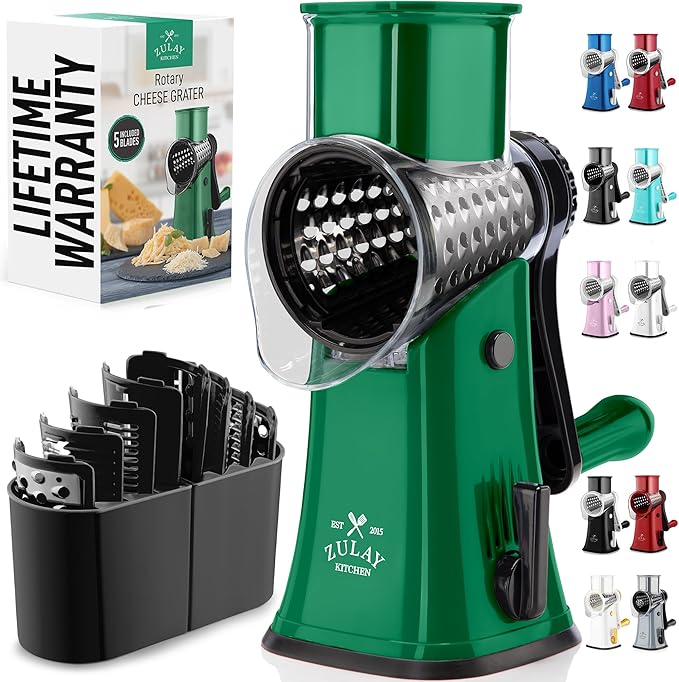 Zulay Kitchen Rotary Cheese Grater 5 Blade Cheese Shredder by ZulayKitchen