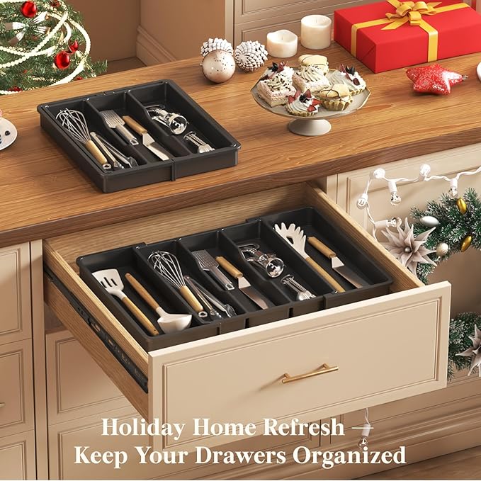 Lifewit Utensil Organizer for Kitchen Drawers, Expandable Cooking Utensil Tray - Image 9