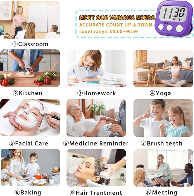 Timer for Kids Teachers Supplies Digital Kitchen Timers for Cooking Large - Image 4
