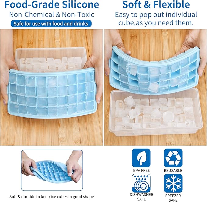 Silicone Ice Cube Tray with Leak-Proof Lid & Storage Bin - Image 3