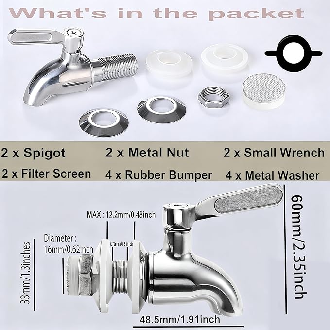 Lulonpon 1 Pieces Dispenser Faucets, Stainless Steel Spigot - Image 3