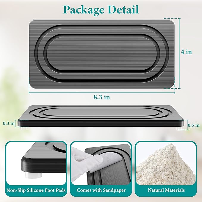 Water Absorbing Stone Tray for Sink, Quick Drying Diatomite Bathroom Tray - Image 2
