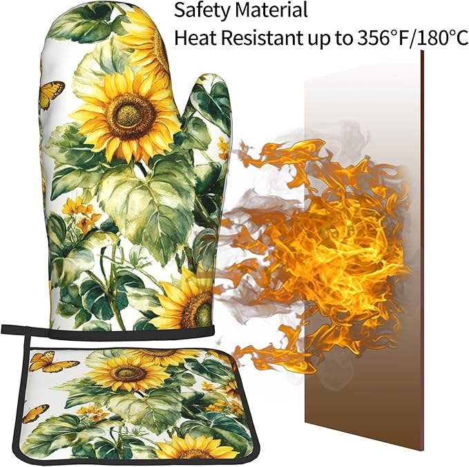Sunflower Oven Mitts and Pot Holders Spring Summer Kitchen Accessories Set of 2 - Image 5