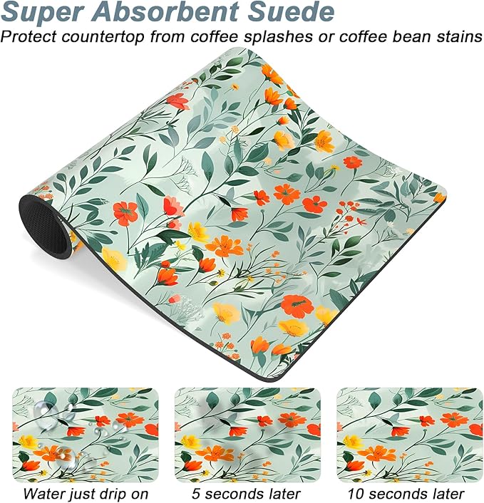 Rnivvi Coffee Mat, Hide Stain Rubber Backed Absorbent Dish Drying Pad - Image 3