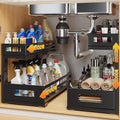 2-Pack 17"Deep Under Sink Organizer And Storage, 2-Tier L-Shaped Pull Out by UnderSinkOrganizer