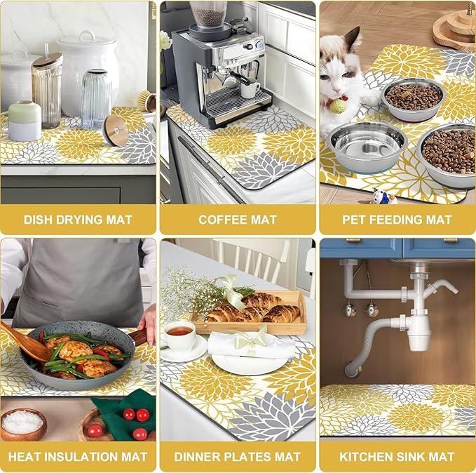 Findosom 2PCS 16" x 24" Fall Dish Drying Mat & 24" x 5.5" Sink Splash Guard - Image 6