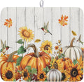 Fall Sunflower Maple Leaves Dish Drying Mat by Kawani
