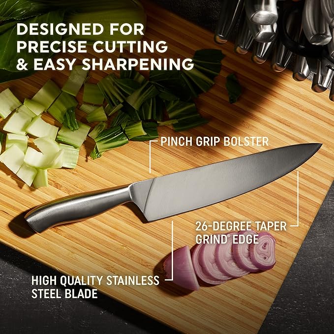 Chicago Cutlery Insignia Steel Kitchen Knife Block Set & Built-In Sharpener - Image 4